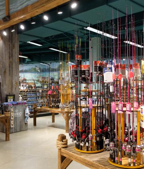 Fishing poles for sale in store