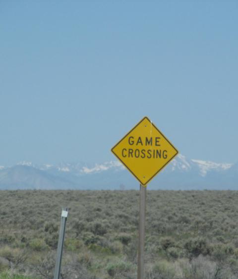 Game Crossing Sign on Highway 20 in Idaho