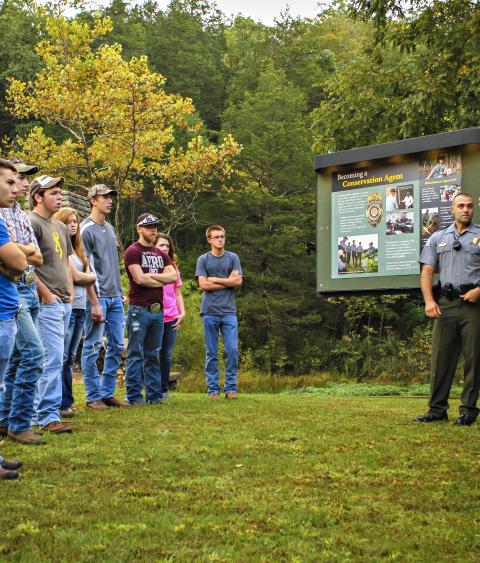 Missouri DOC law enforcement staff engaging students