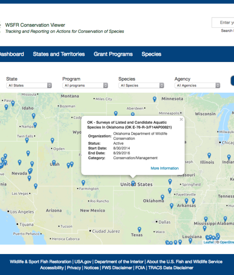TRACS web tool map display
