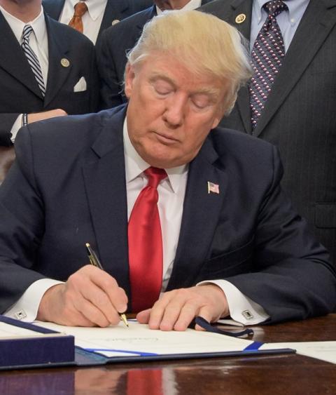President Donald Trump Signing a Bill