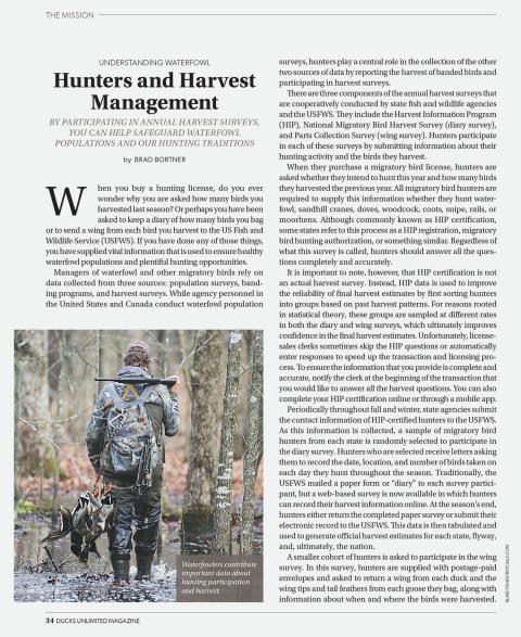 DU Magazine article - Understanding waterfowl, hunters and harvest management