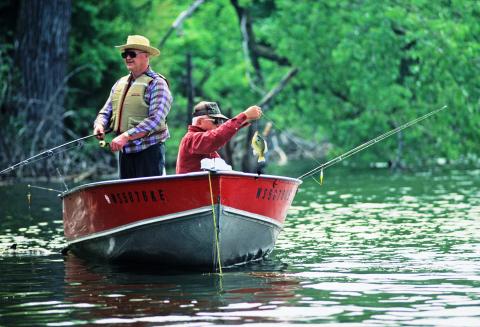 People fishing from a boat