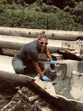 Biologist conducting fieldwork in Puerto Rico