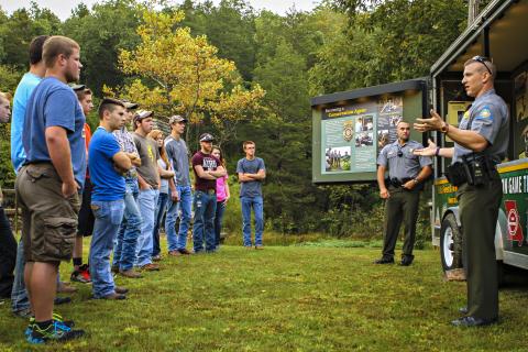Missouri DOC law enforcement staff engaging students